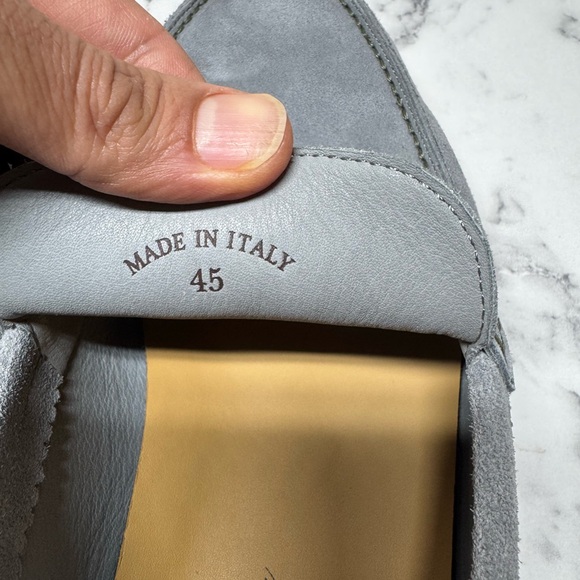 Loro Piana Light Gray Suede Slip-On Loafers - Picture 4 of 6